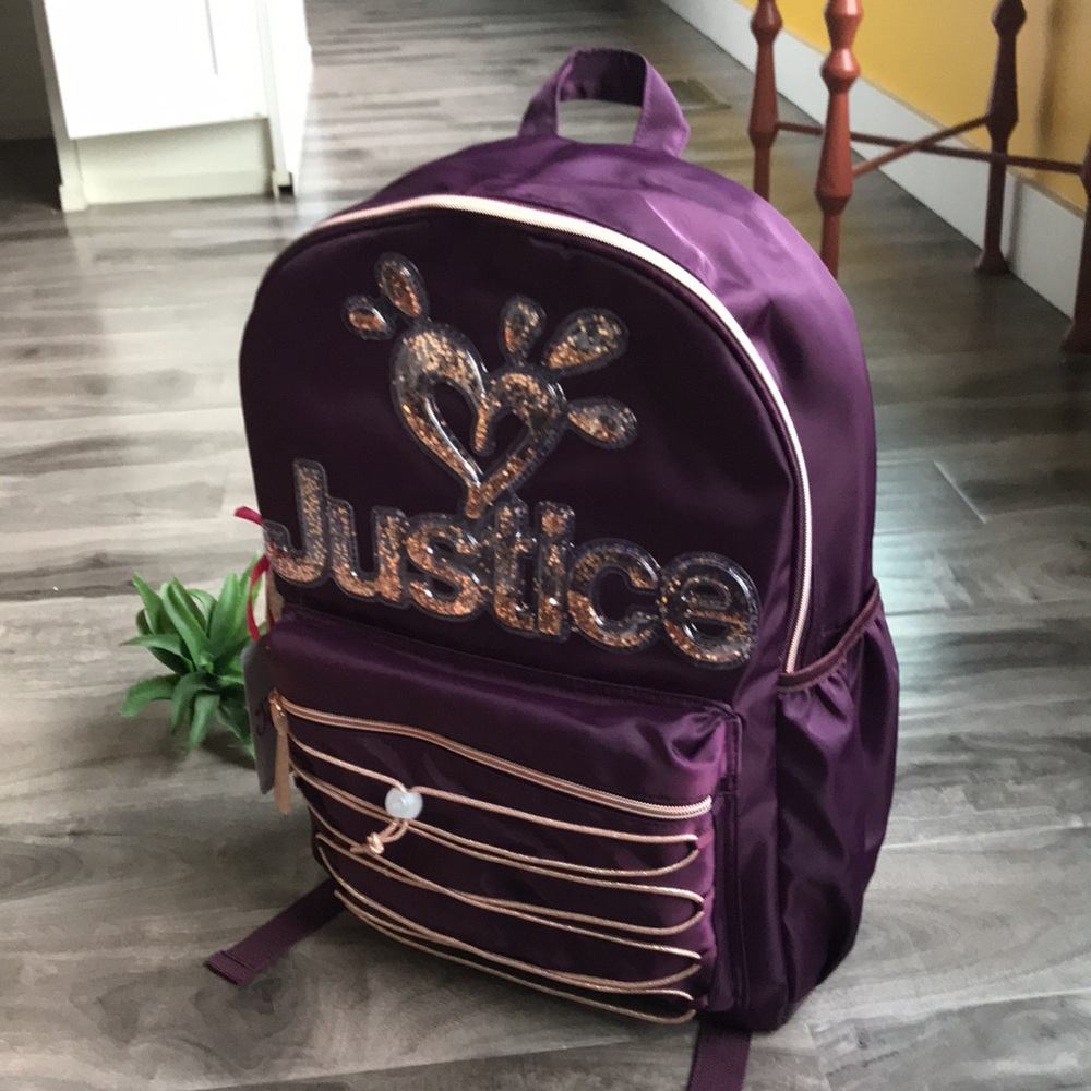 🌟 HOST PICK!🌟 JUSTICE girls purple sparkle backpack - NEW with tags